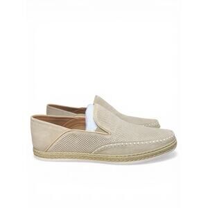 Size 9.5 M Steve Madden Caydenn Men Loafer Slip-On Beige Leather Upper Casual